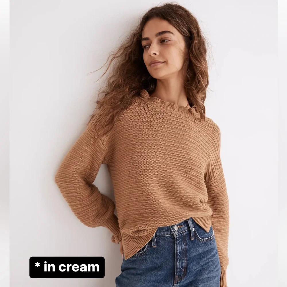 Madewell Ruffle-Neck Pullover Sweater in Cotton-Merino Yarn - Picture 8 of 10